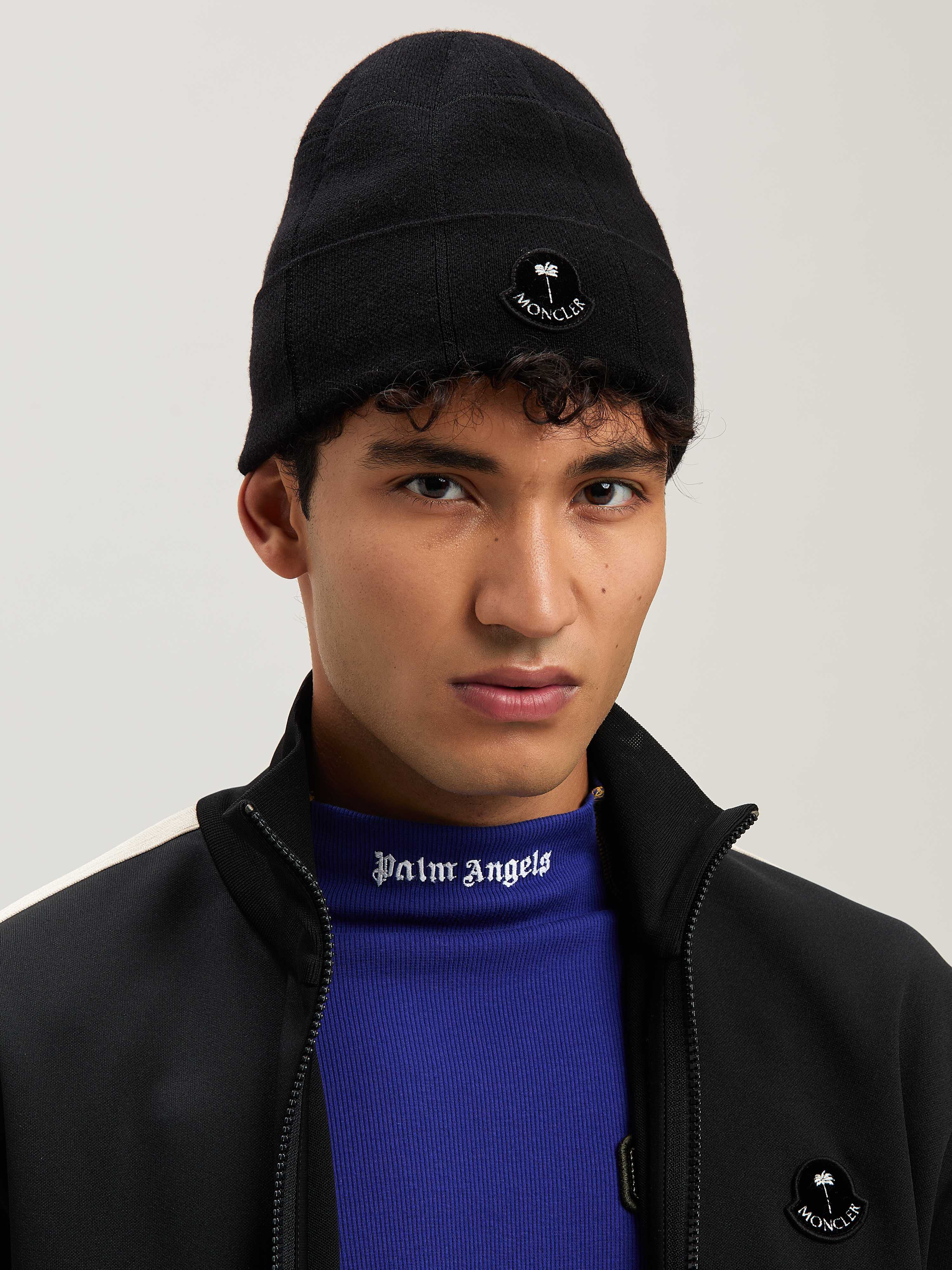 PALM ANGELS  PaxMoncler check beanie BLACK - WHITE PMLC034T25KNI001