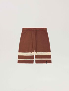 PALM ANGELS Palm Type Loose Knit Shorts BROWN - KAKI PAMHM01F26KN01