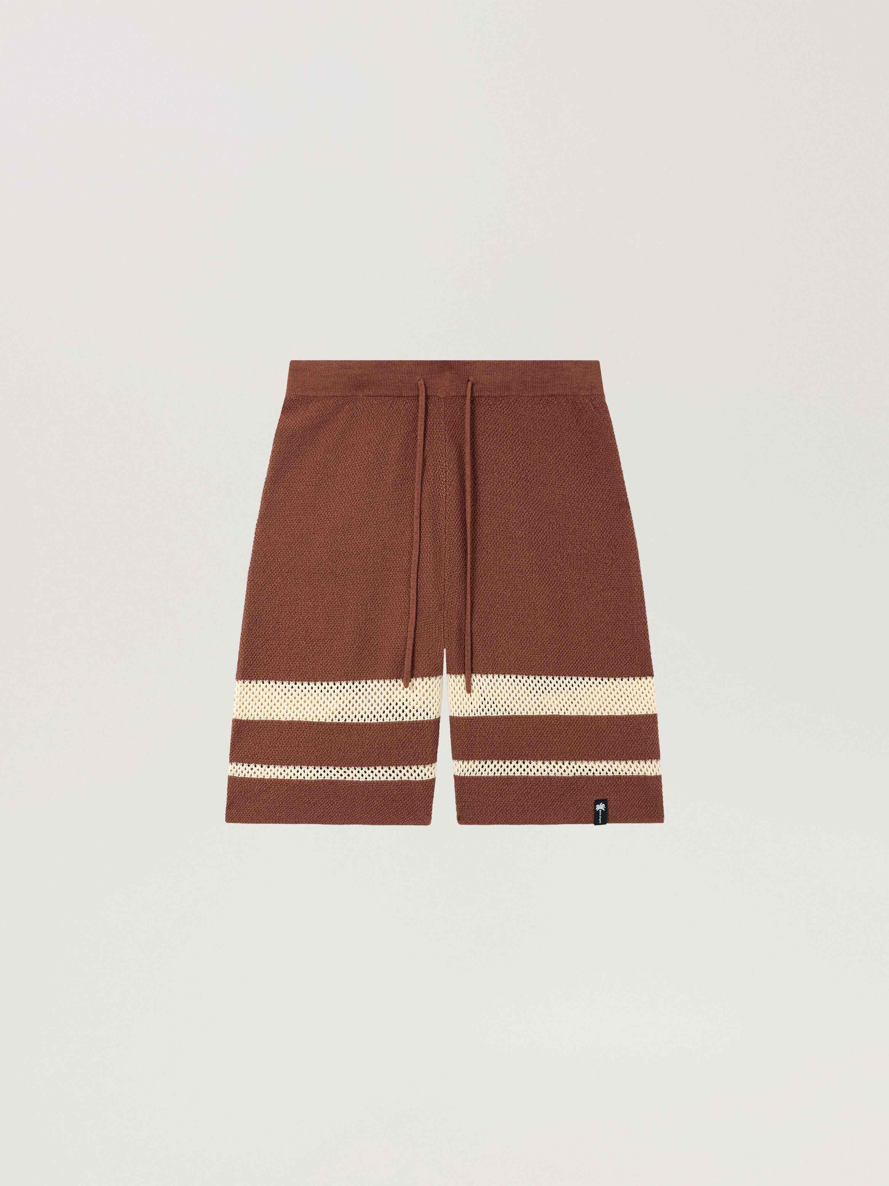 Palm Type Loose Knit Shorts PALM ANGELS Palm Type Loose Knit Shorts BROWN - KAKI PAMHM01F26KN01