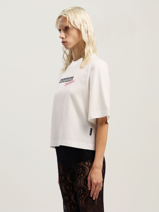 PALM ANGELS Paxlatimes Cropped Tee OFF WHITE - MULTICOLOR PWAA079F25JER004