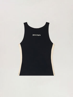 PALM ANGELS Training Track Tank Top BLACK OFF WHITE PWVO016C99FAB002