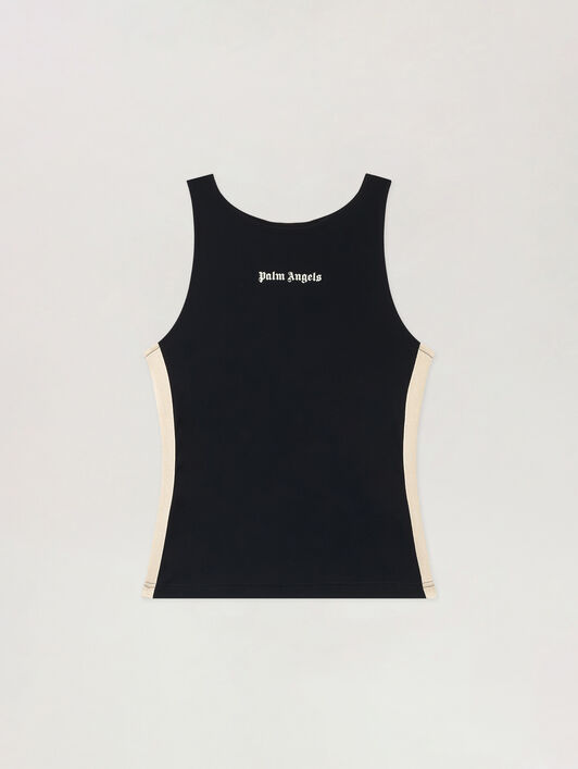 PALM ANGELS Training Track Tank Top BLACK OFF WHITE PWVO016C99FAB002