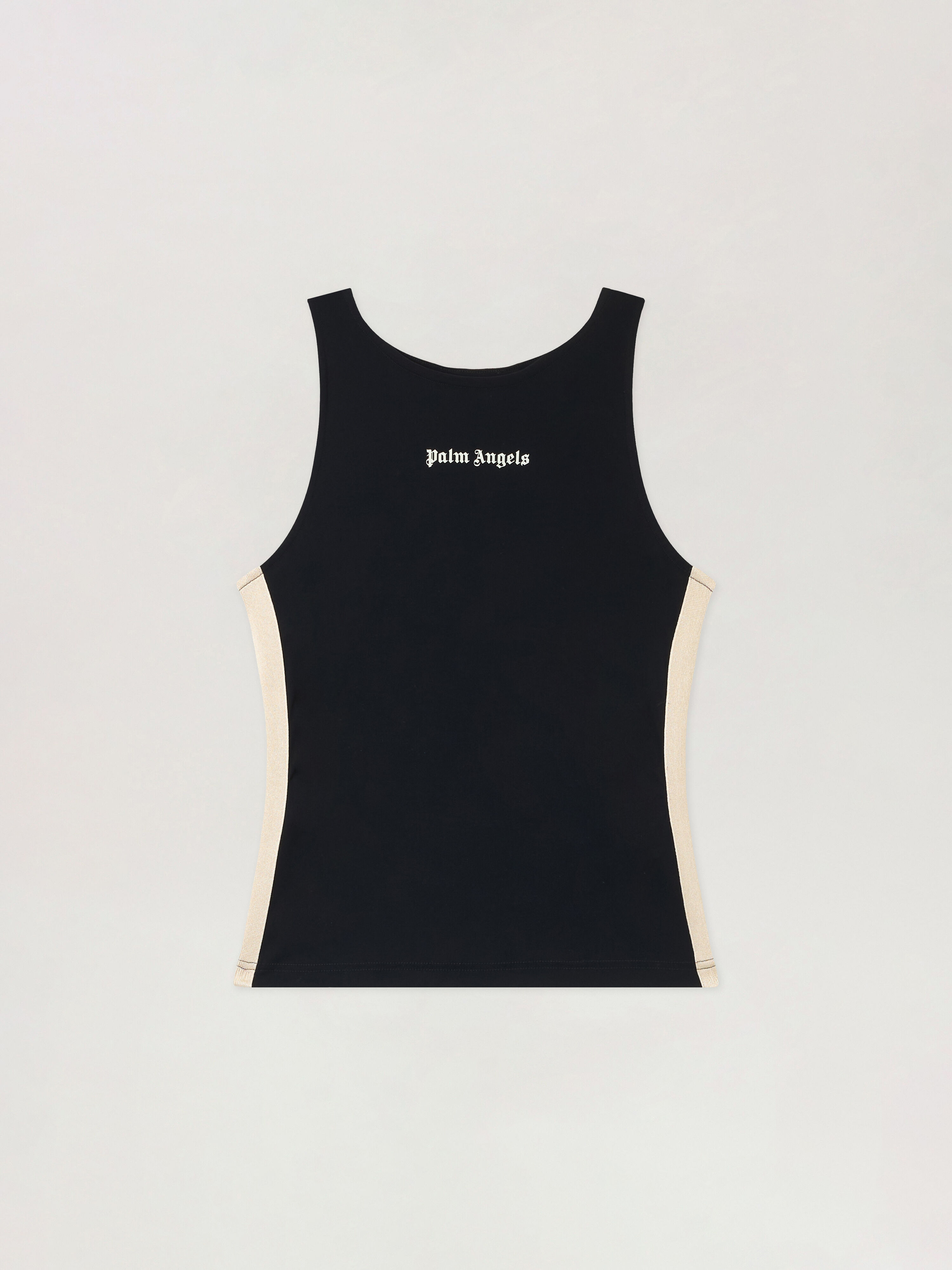 PALM ANGELS Training Track Tank Top BLACK OFF WHITE PWVO016C99FAB002