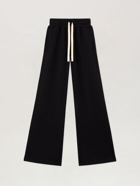 PALM ANGELS Curved Logo Sweatpants BLACK TOFU PWCH029S26FLE001