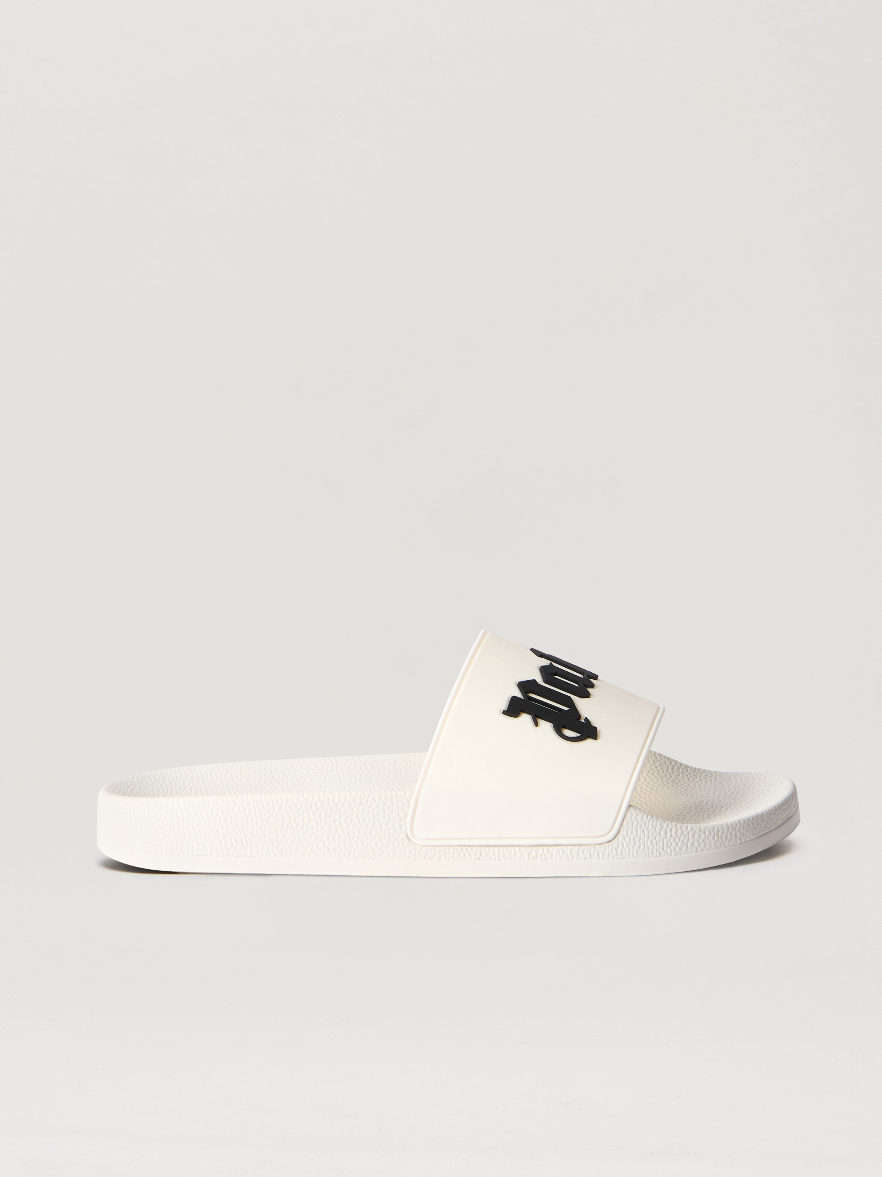 PALM ANGELS Big Logo Sliders OFF WHITE BLACK PMIC018S26MAT003
