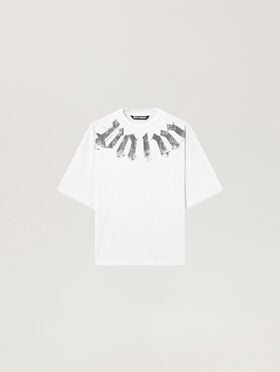 PALM ANGELS Big Neck Logo Loose T-Shirt OFF WHITE - BLACK PAMAA03F26JR01