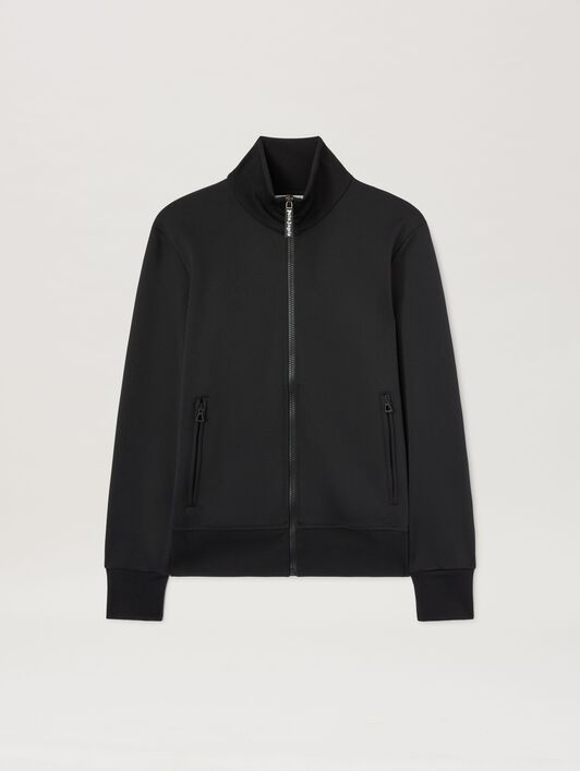 PALM ANGELS  Trainingsjacke mit geschwungenem Logo BLACK - OFF WHITE PWBD065S25FAB001