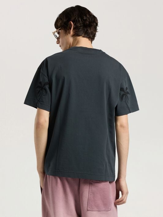 Palm Shadow Regular T-Shirt PALM ANGELS Palm Shadow Regular T-Shirt ANTHRACITE - OFF WHITE PAMAA01W26JR10