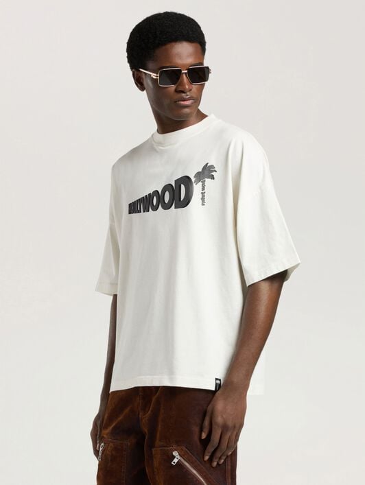 Sunset Blvd Palm Loose T-Shirt PALM ANGELS Sunset Blvd Palm Loose T-Shirt OFF WHITE - BLACK PAMAA03W26JR07