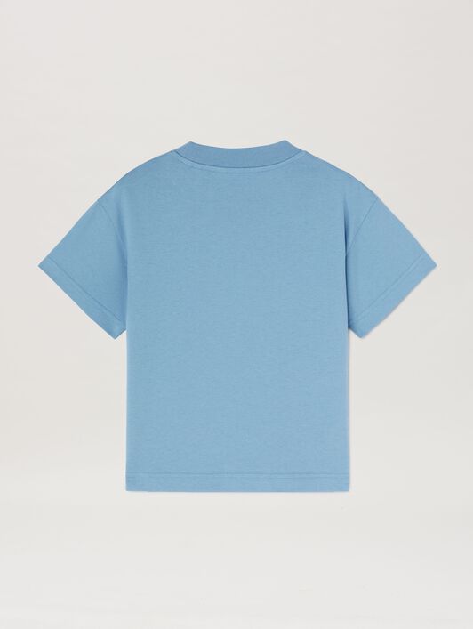 PALM ANGELS  Logo Block T-Shirt DUSTY BLUE OFF WHITE PBAA003S25JER004