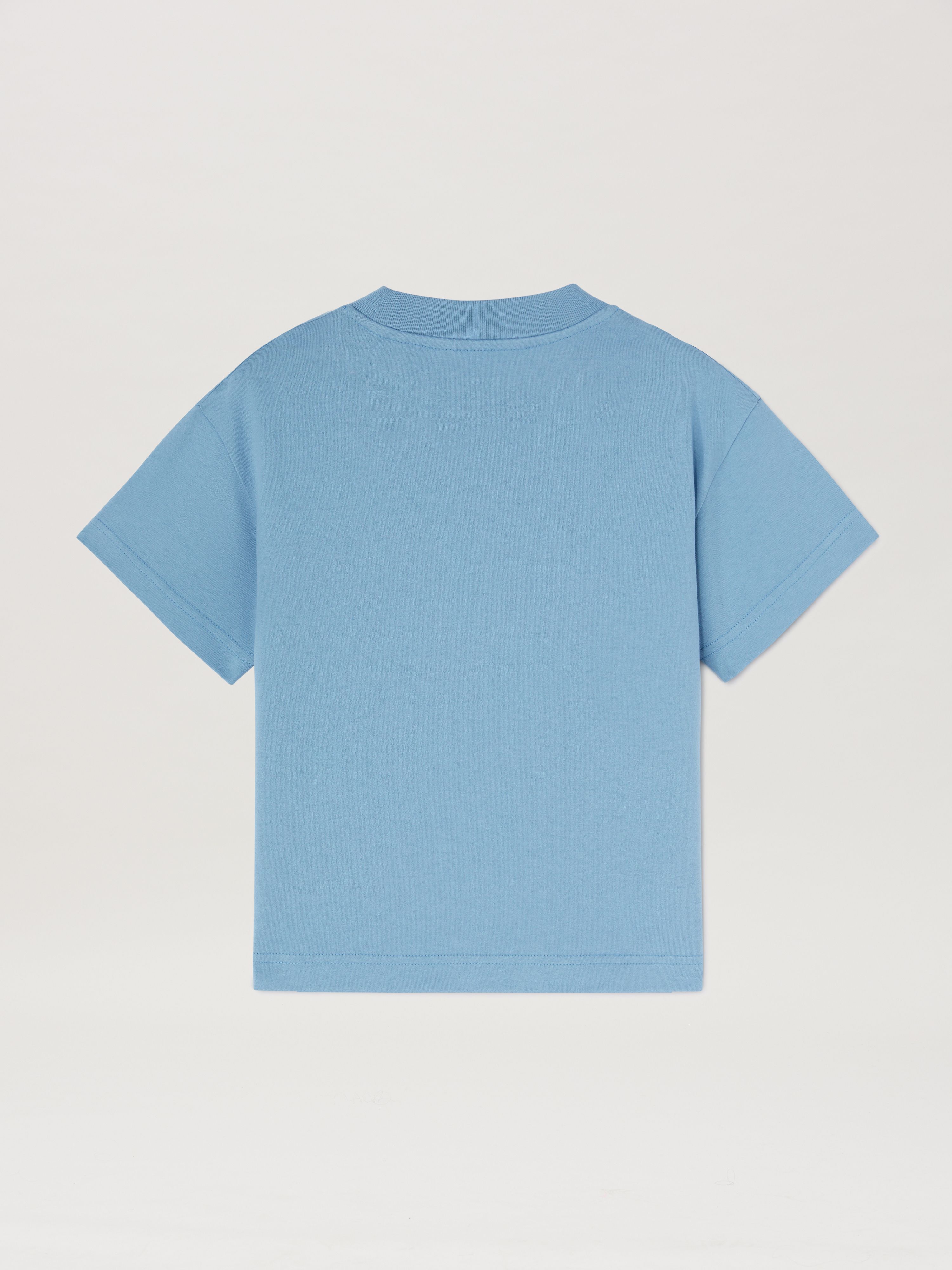 PALM ANGELS  Logo Block T-Shirt DUSTY BLUE OFF WHITE PBAA003S25JER004