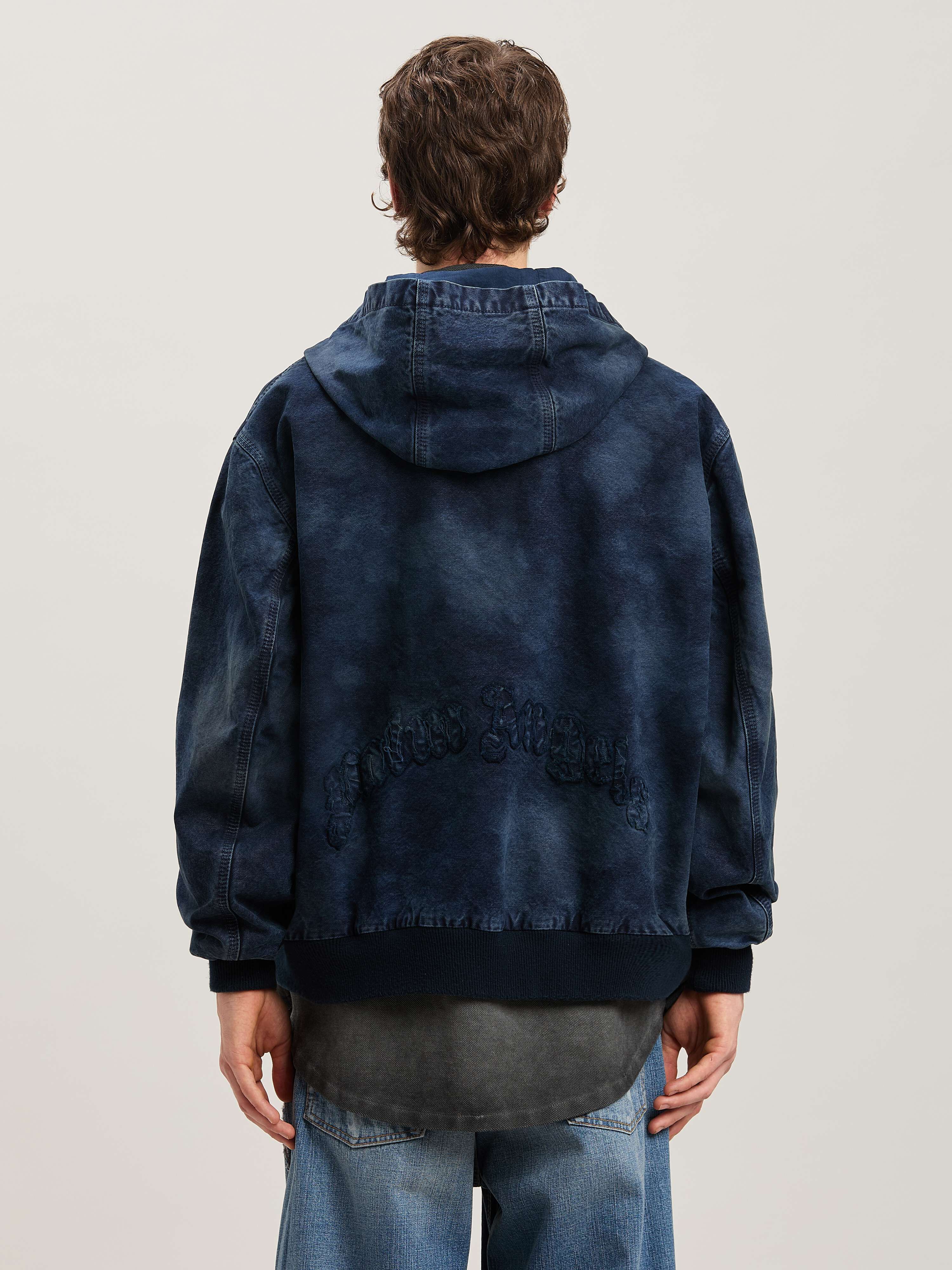 PALM ANGELS  Curved logo Dyed Bomber INDIGO BLU - INDIGO BLU PMEH035S25FAB002