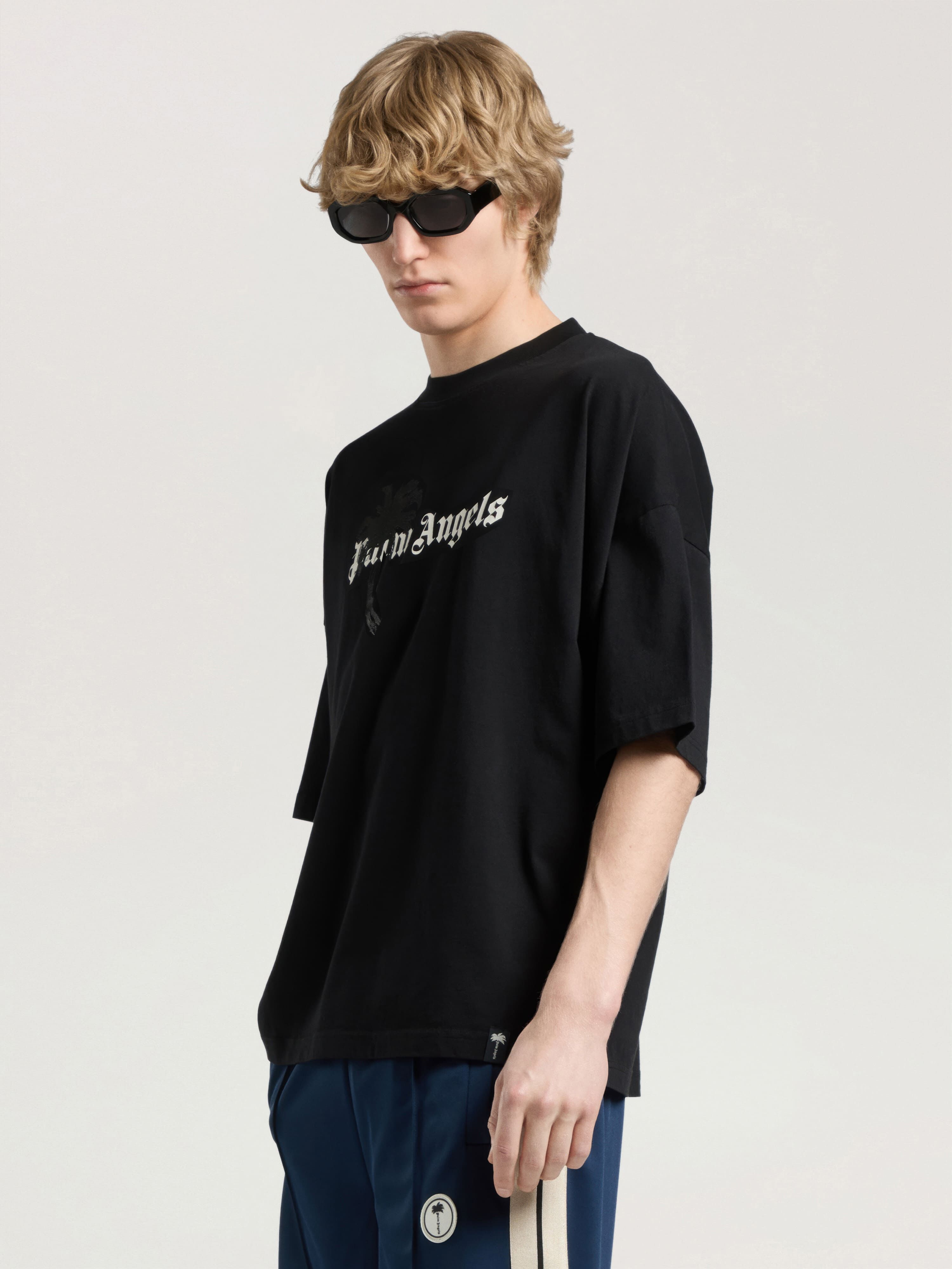PALM ANGELS Palm Drift Loose Tee BLACK - OFF WHITE PAMAA03W26JR06