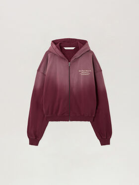 PALM ANGELS Book Club Zip Crop Hoody BURGUNDY - IVORY PWBE014F25FLE002