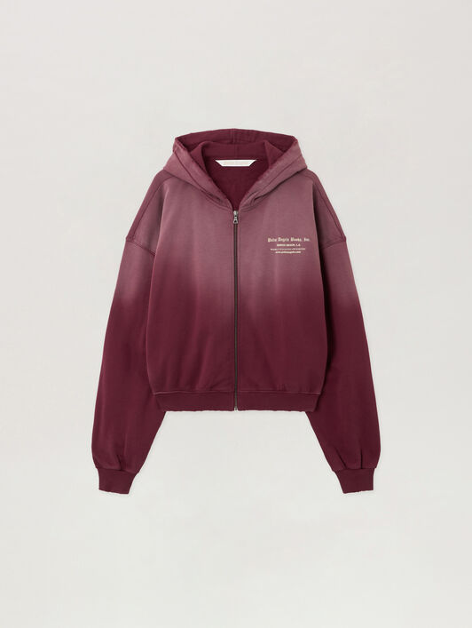 Book Club Zip Crop Hoodie PALM ANGELS Book Club Zip Crop Hoodie BURGUNDY - IVORY PWBE014F25FLE002
