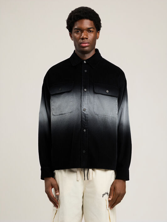PALM ANGELS Classic Logo Loose Overshirt BLACK OFF WHITE PMES024S26FAB001
