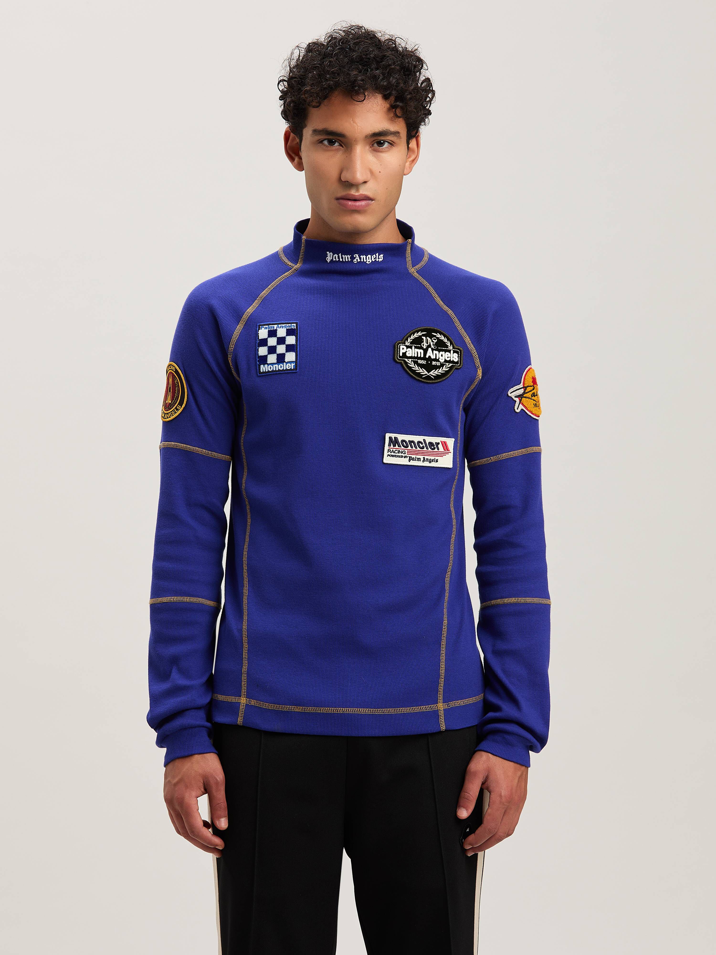 PALM ANGELS  long sleeves Racing T-shirt Moncler x Palm Angels BLU - BIANCO PMAB057T25FAB001
