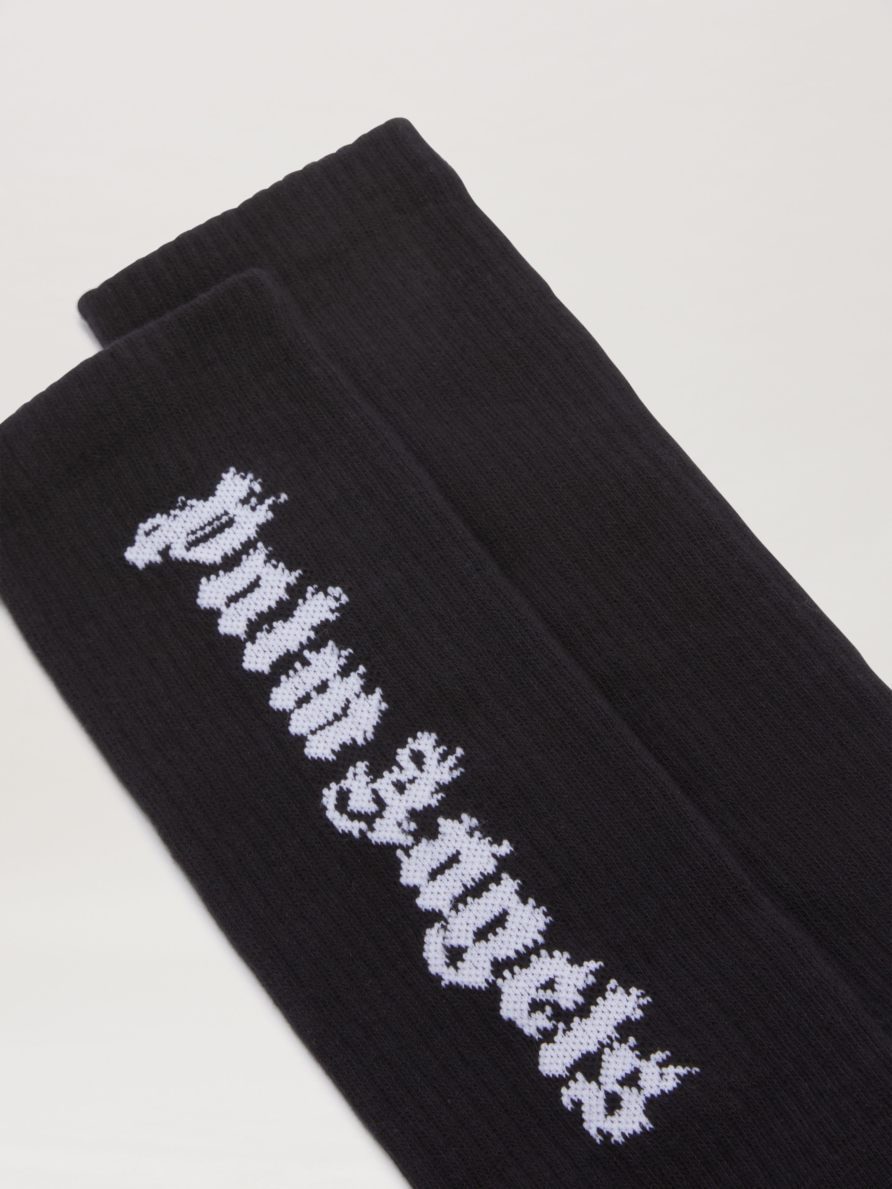 PALM ANGELS  Socken mit Flammen-Logo BLACK - WHITE PMRA001S25FAB003