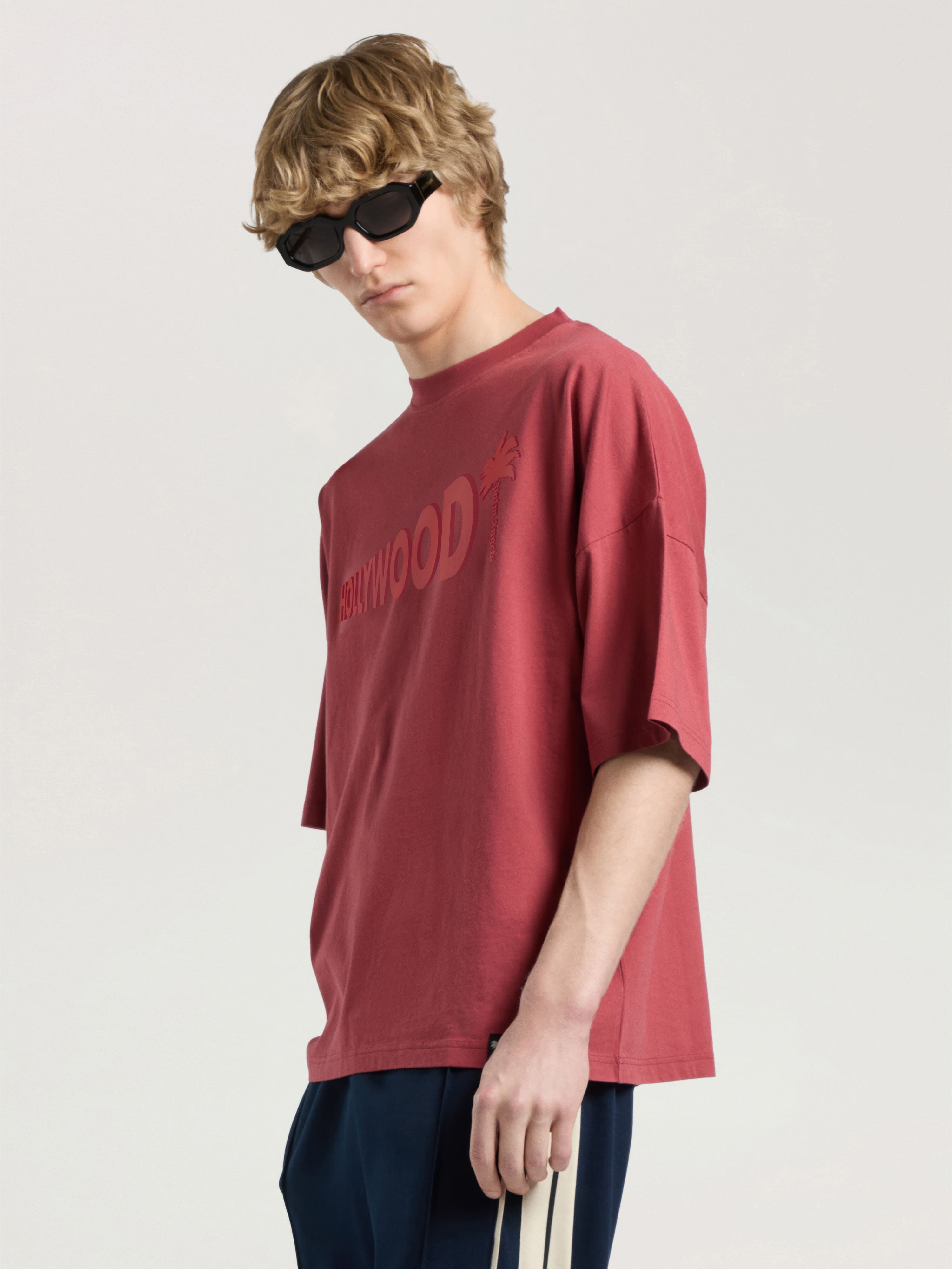 PALM ANGELS Sunset Blvd Palm Loose T-Shirt BRICK RED - RED PAMAA03W26JR07