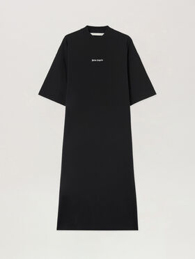 PALM ANGELS Milan LA Maxi T-shirt Dress BLACK OFF WHITE PWDH008S26JER001