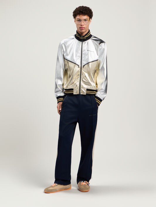 PALM ANGELS Laminated Coated Track Jacket SILVER - GOLD PMJA046F25FAB001
