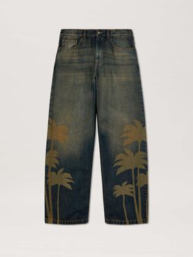 PALM ANGELS  Palm lasered denim pants BLUE - LIGHT BLUE PMYA048S25DEN001
