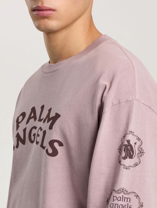 Devil Herald Long Sleeve T-Shirt PALM ANGELS Devil Herald Long Sleeve T-Shirt MAUVE - BROWN PAMAB01F26JR01