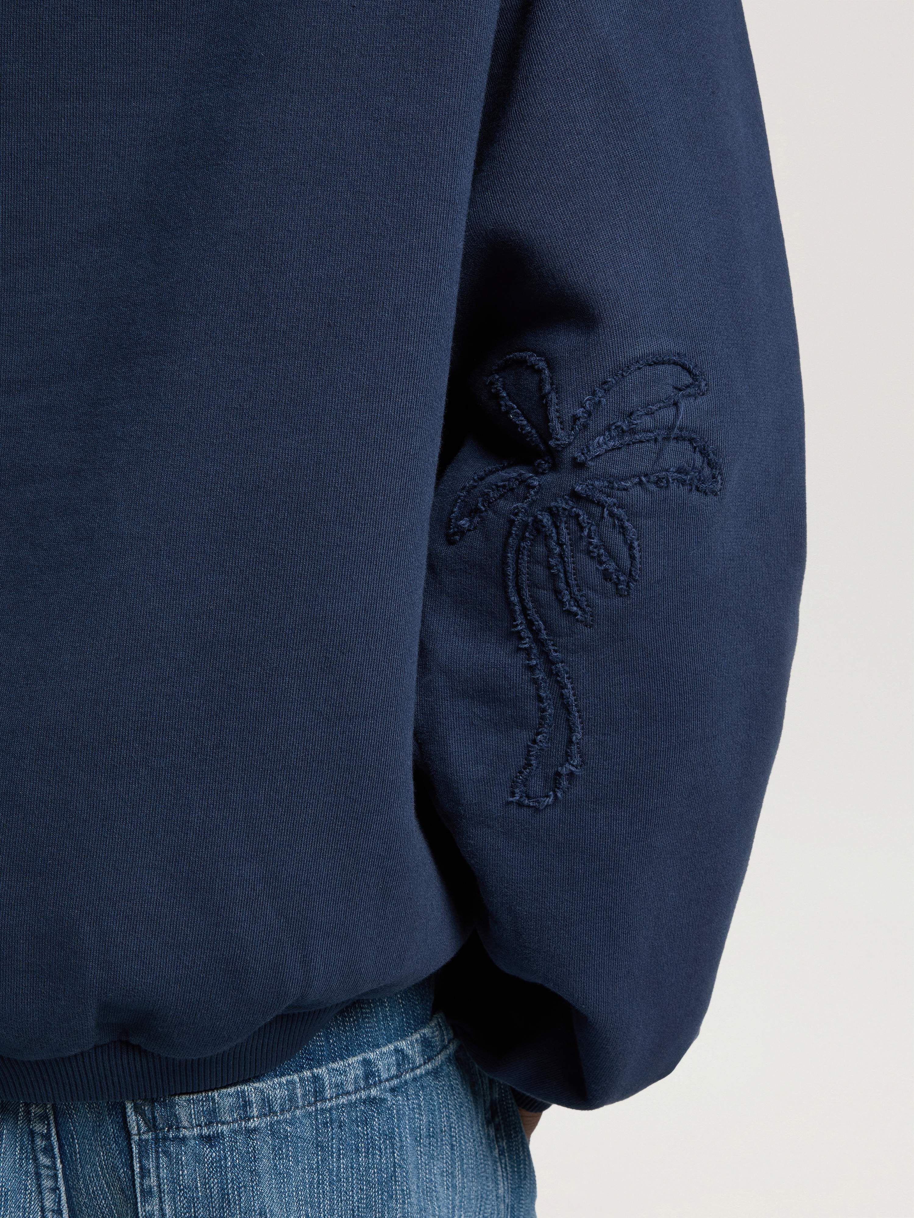 Palm Shadow Zipped Crew PALM ANGELS Palm Shadow Zipped Crew NAVY BLUE - OFF WHITE PAMBA10W26FL01