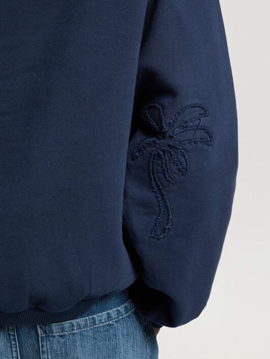 Palm Shadow Zipped Crew PALM ANGELS Palm Shadow Zipped Crew NAVY BLUE - OFF WHITE PAMBA10W26FL01