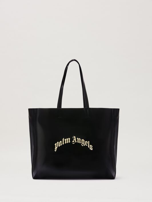 PALM ANGELS  Curved Logo Shopping bag NERO/PERLA PMNA07BS25FAB001