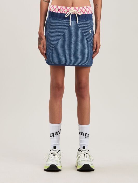 PALM ANGELS  Rib Mini Skirt INDIGO BLUE - LIGHT BLUE PWHL014S25KNI001