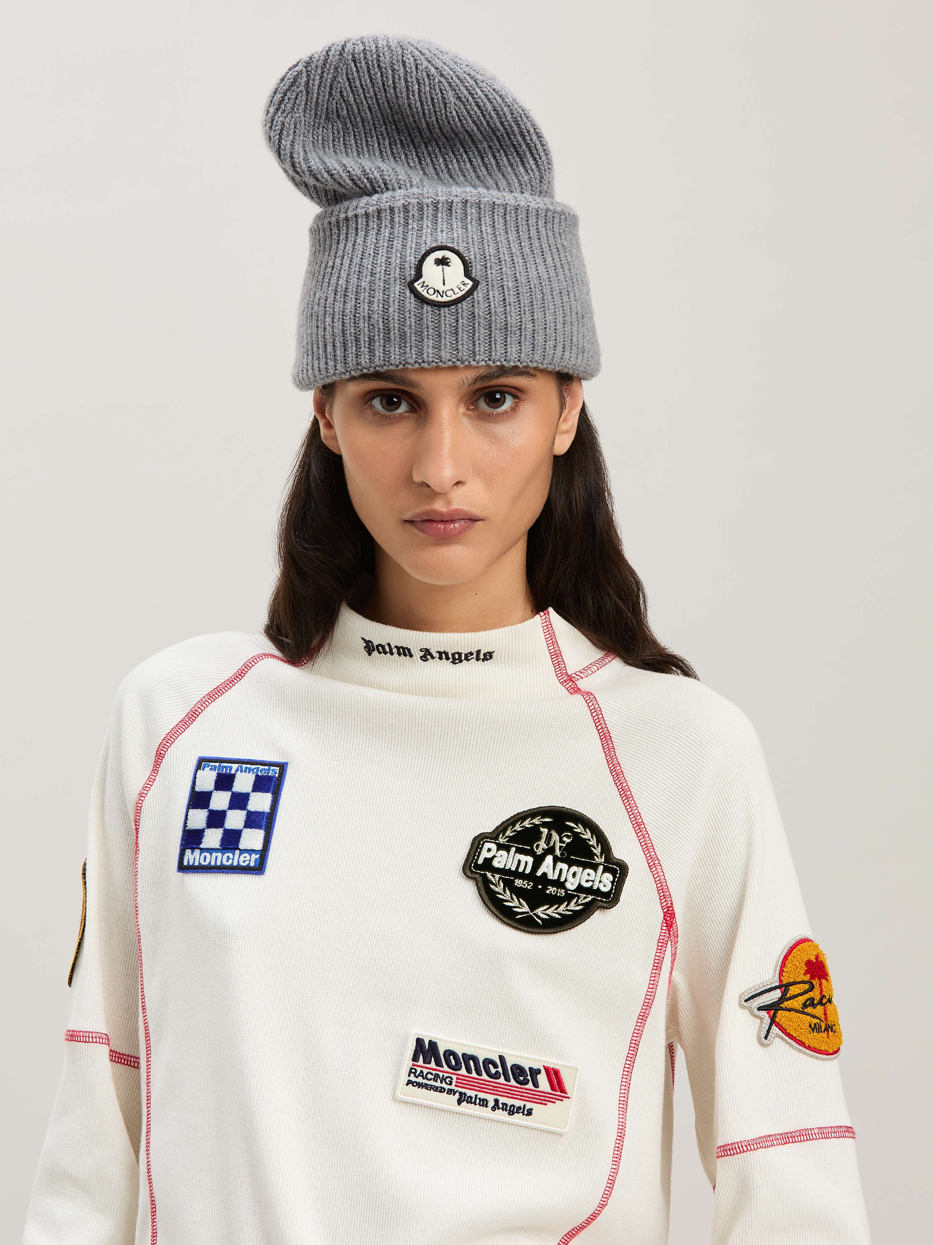 PALM ANGELS  Langärmliches Racing T-Shirt Moncler x Palm Angels WHITE - BLACK PMAB057T25FAB001