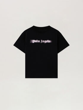 PALM ANGELS Blurred Logo Reg.Tshirt S/S BLACK - ROSE PINK PGAA002F25JER007