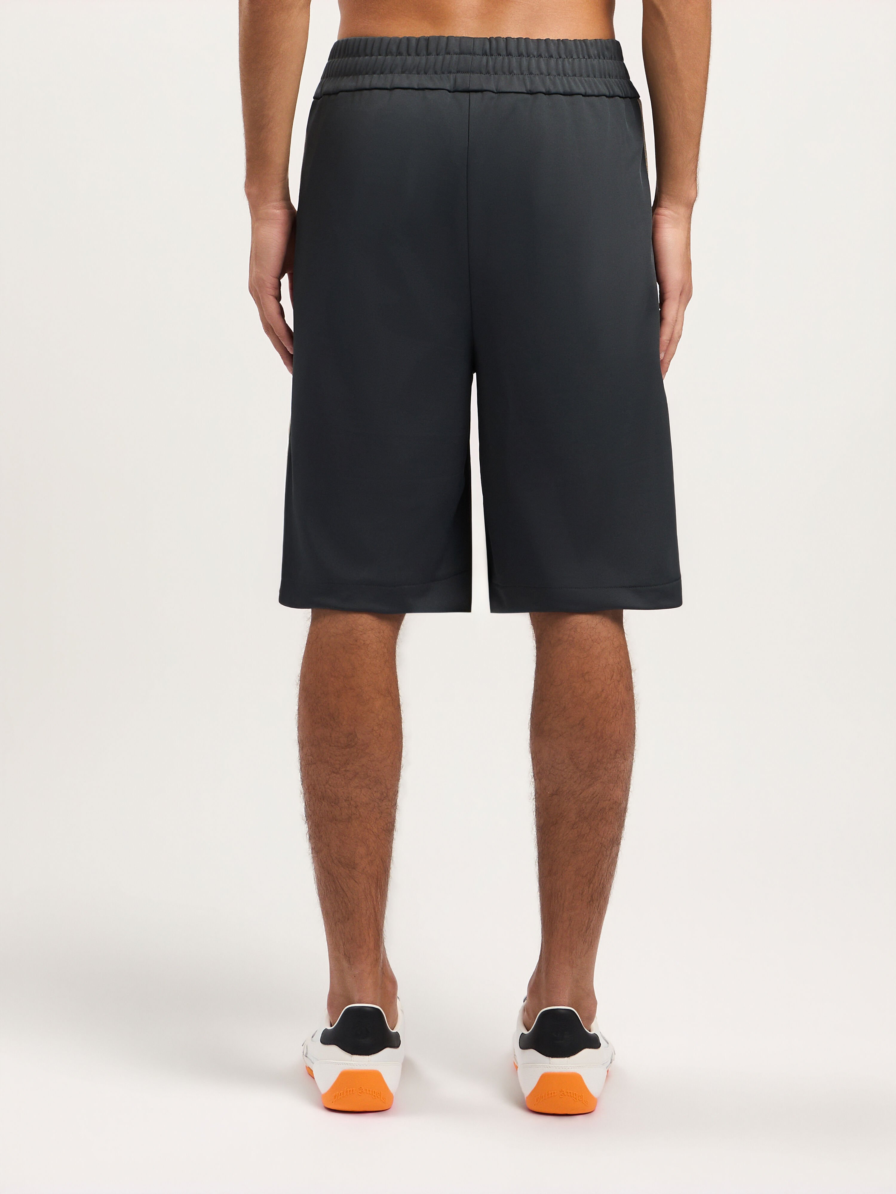 PALM ANGELS Classic Logo Track Shorts DARK GREY OFF WHITE PMCL009S26FAB001