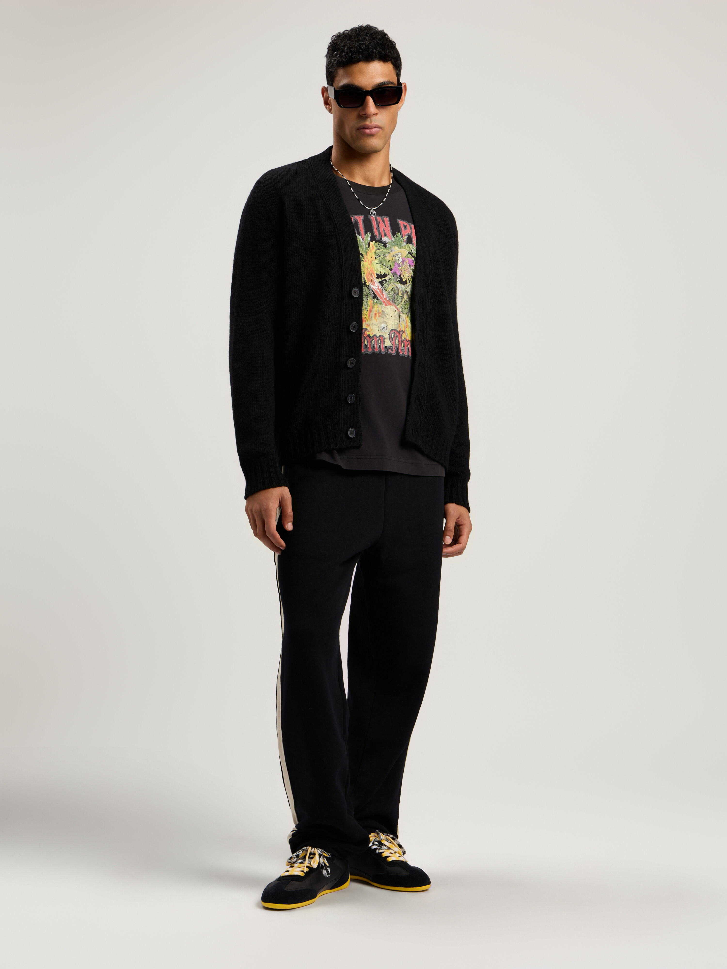 PALM ANGELS Rest In Palm Long Sleeve T-Shirt BLACK - MULTICOLOR PMAB058F25JER004
