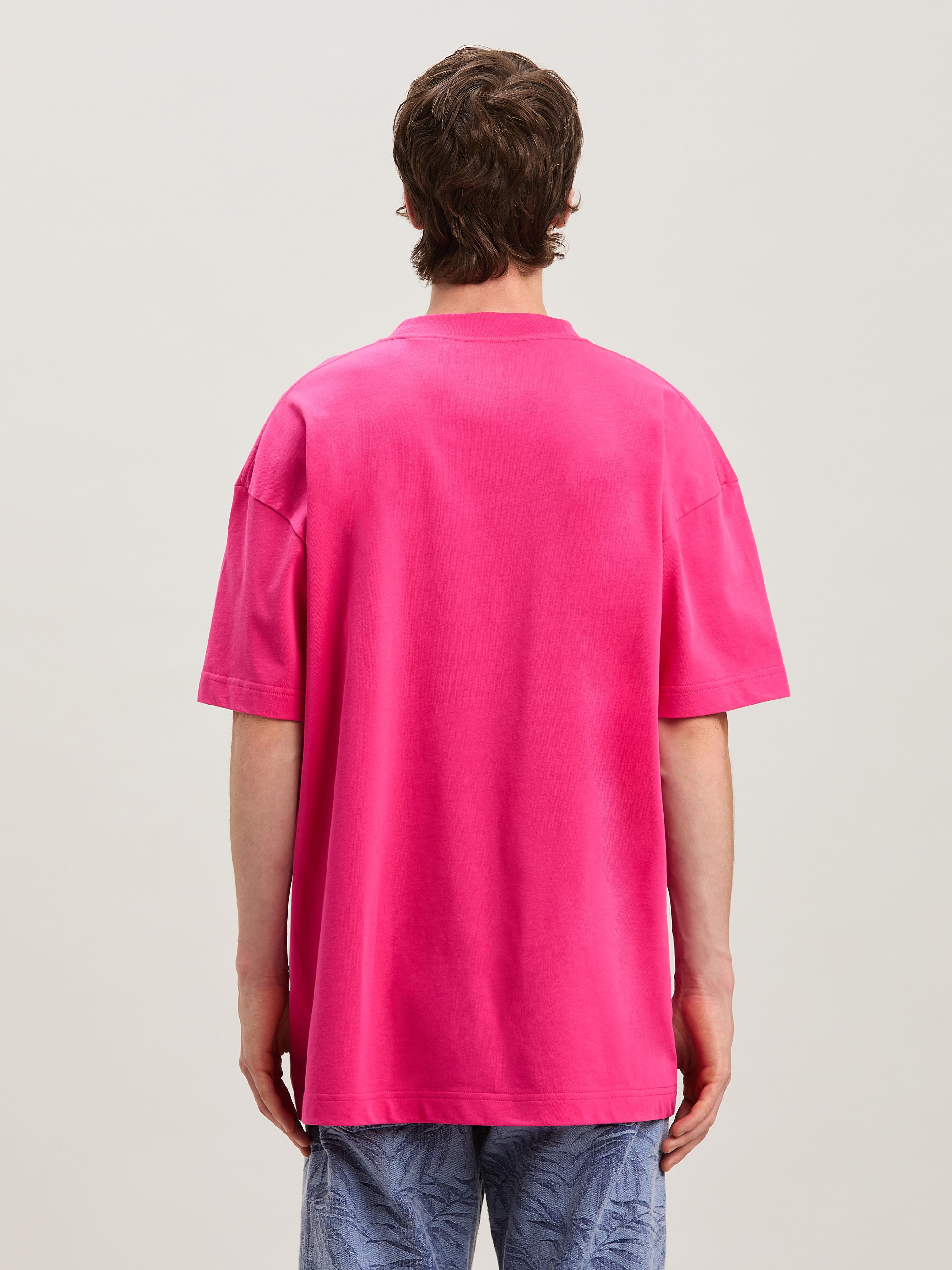 PALM ANGELS  Flame logo T-shirt FUCHSIA - LIGHT BLUE PMAA001S25JER002