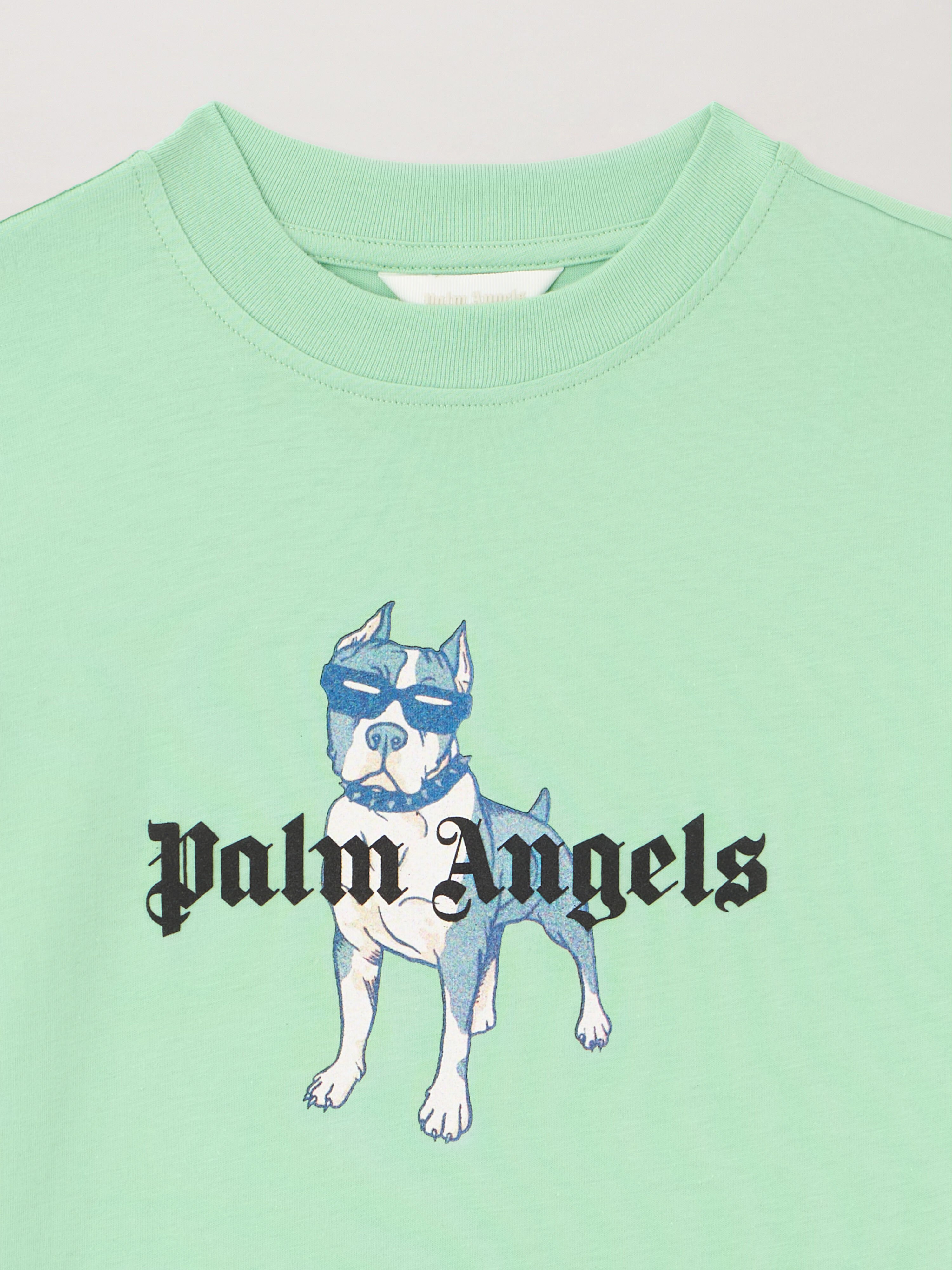 PALM ANGELS Palm Dog.Tshirt VERDE/GREEN PBAA003S26JER008