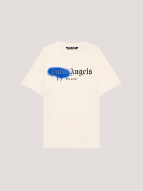 PALM ANGELS Spray Milan T-Shirt OFF White/Blue PMAA109T26JER004