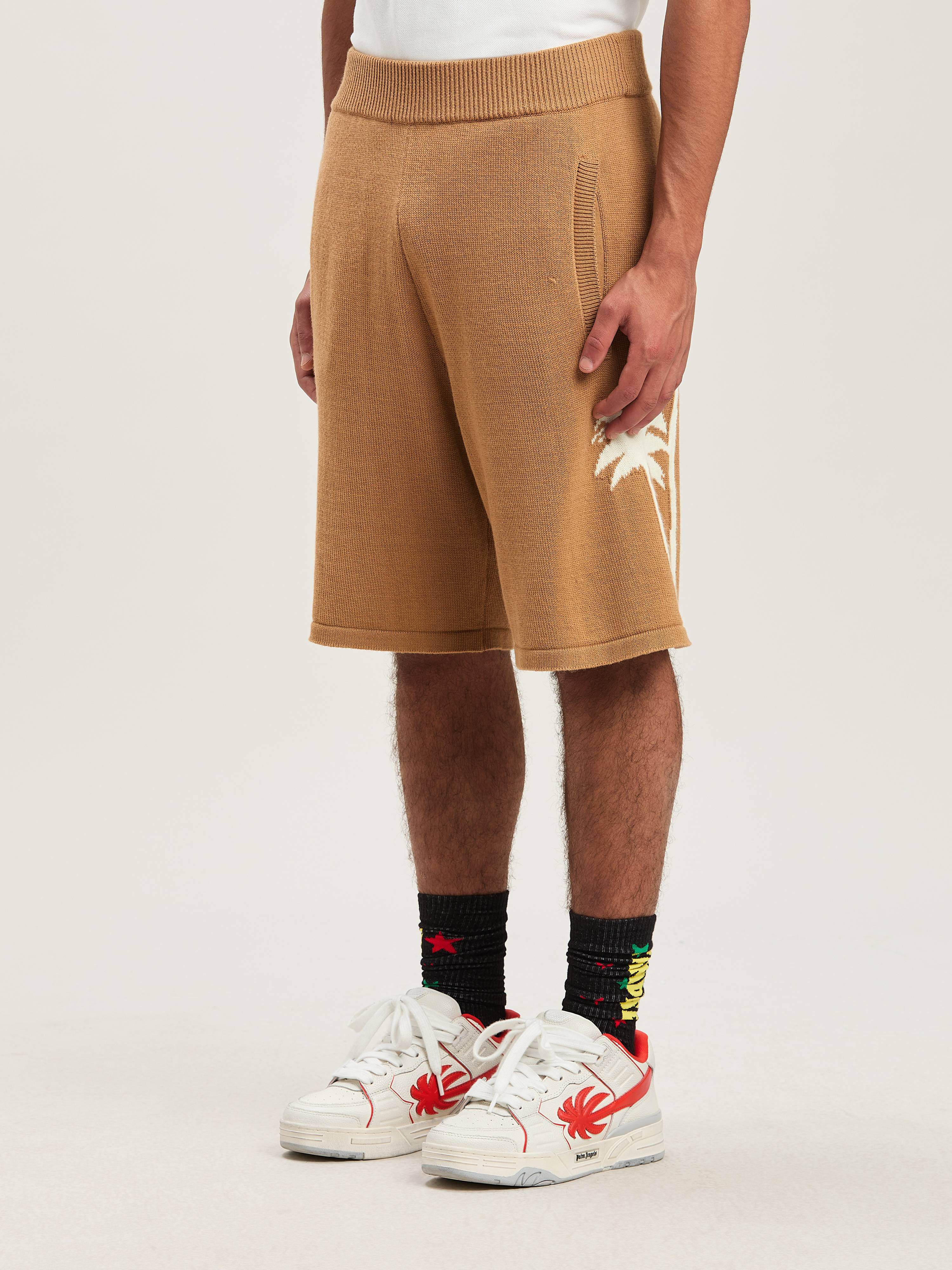 PALM ANGELS  Palm Inlay knit shorts BEIGE - OFF WHITE PMHM012S25KNI002
