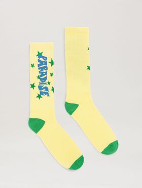 PALM ANGELS  Paradise socks YELLOW - BLUE PMRA001S25FAB002