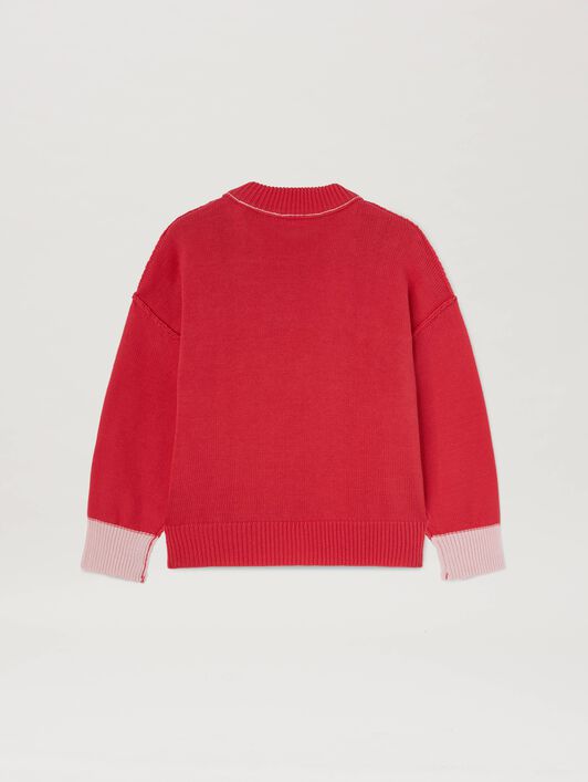 PALM ANGELS  Curved Logo knit sweater CHERRY OFF WHITE PGHE002S25KNI001