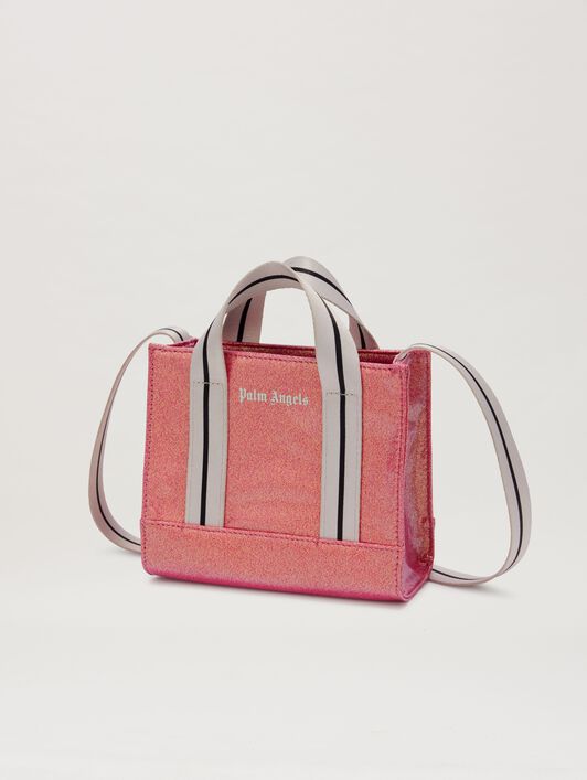 PALM ANGELS  Glitzer Mini-Tasche CHERRY/OFF WHITE PGNA003S25FAB002
