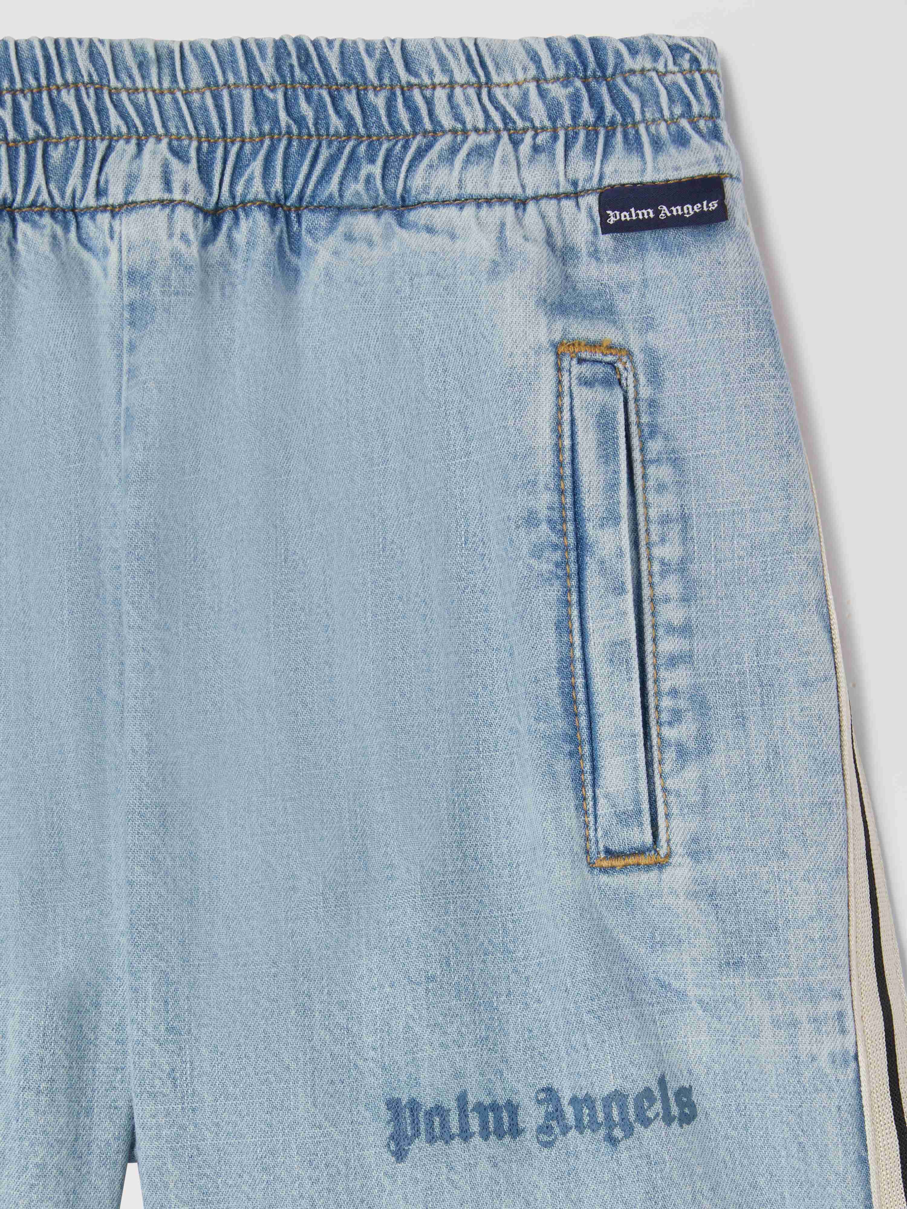 PALM ANGELS  Chambray Track shorts BLUE BLUE PBYC001S25DEN001