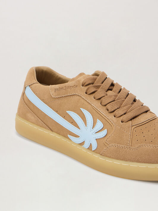 PALM ANGELS New Palm 1 Suede CARAMEL - BABY BLUE PMIA099F25LEA002