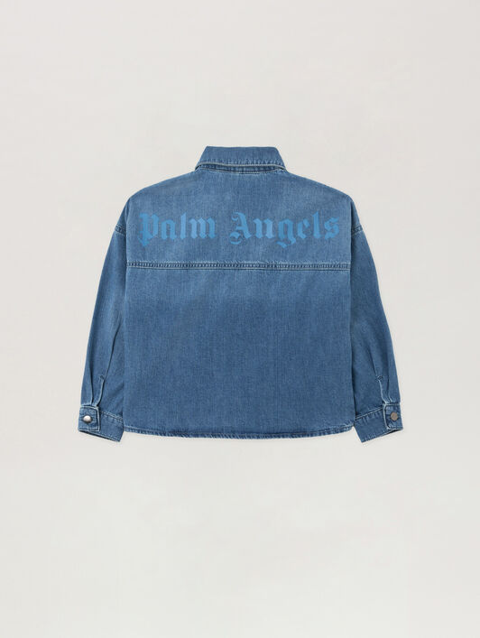 PALM ANGELS Overlogo Chambray Overshirt CELESTE/LIGHT BLUE PBYD006S26DEN001