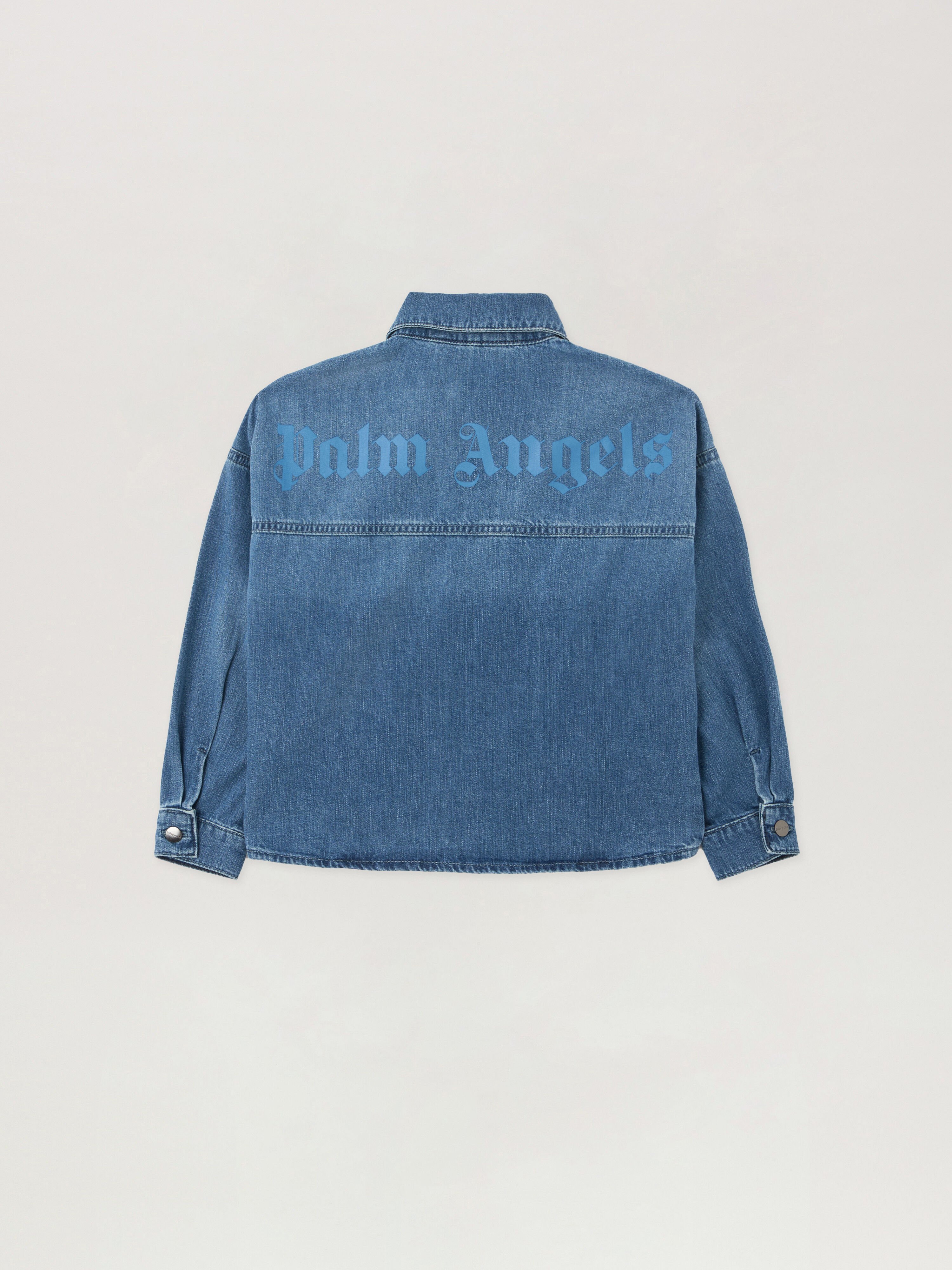PALM ANGELS Overlogo Chambray Overshirt CELESTE/LIGHT BLUE PBYD006S26DEN001