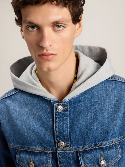 Curved Logo Denim Jacket PALM ANGELS Curved Logo Denim Jacket MEDIUM BLUE MELANGE GREY PMYE05CS26DEN005