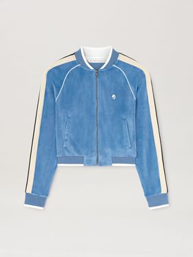 PALM ANGELS  Oval Palm Chenille Trainingsjacke BABY BLUE - OFF WHITE PWAA017S25JER001
