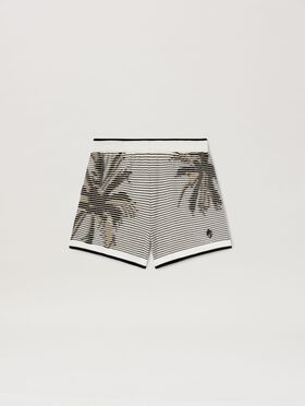 PALM ANGELS  Palms jacquared knit shorts BLACK - OFF WHITE PWCH025S25FLE002