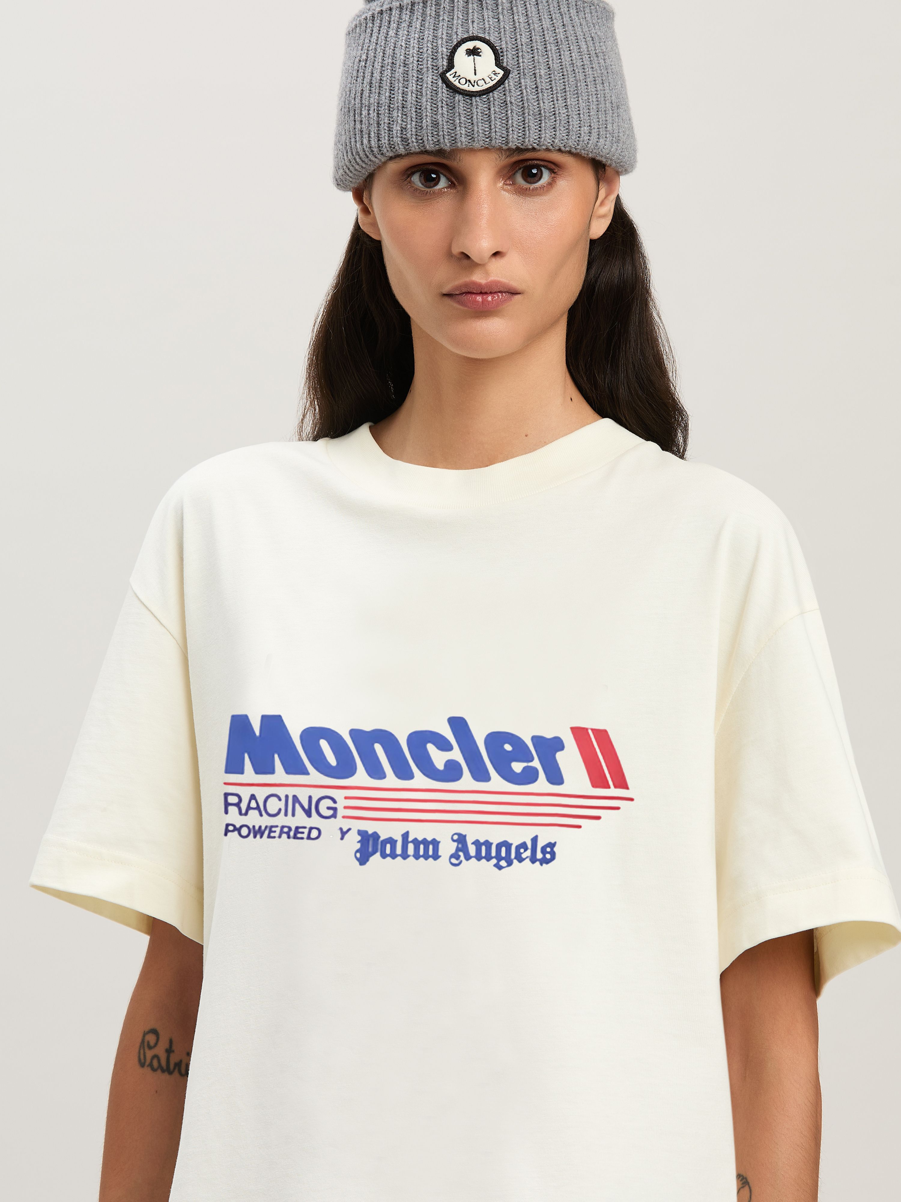 PALM ANGELS  Racing T-shirt Moncler x Palm Angels WHITE - BLUE PMAA107T25JER001